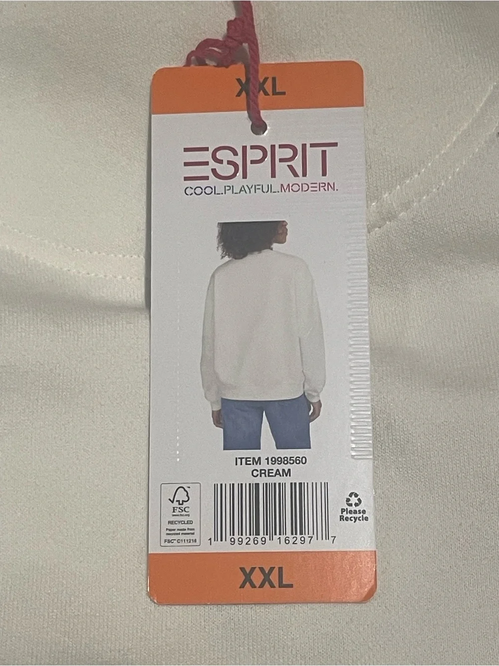 Esprit Cream Crewneck Sweatshirt with Multicolor Logo